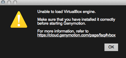 Genymotion error at start 'Unable to load virtualbox' Hatası